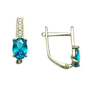 14kt Yellow Gold CZ December Birthstone Leverback Earrings