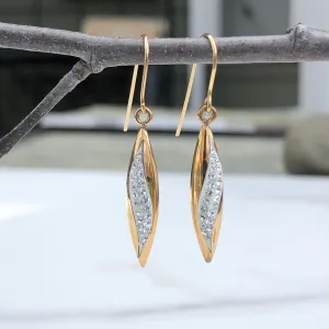 14KT Yellow Gold   White Gold Swarovski Crystal Teardrop Earrings