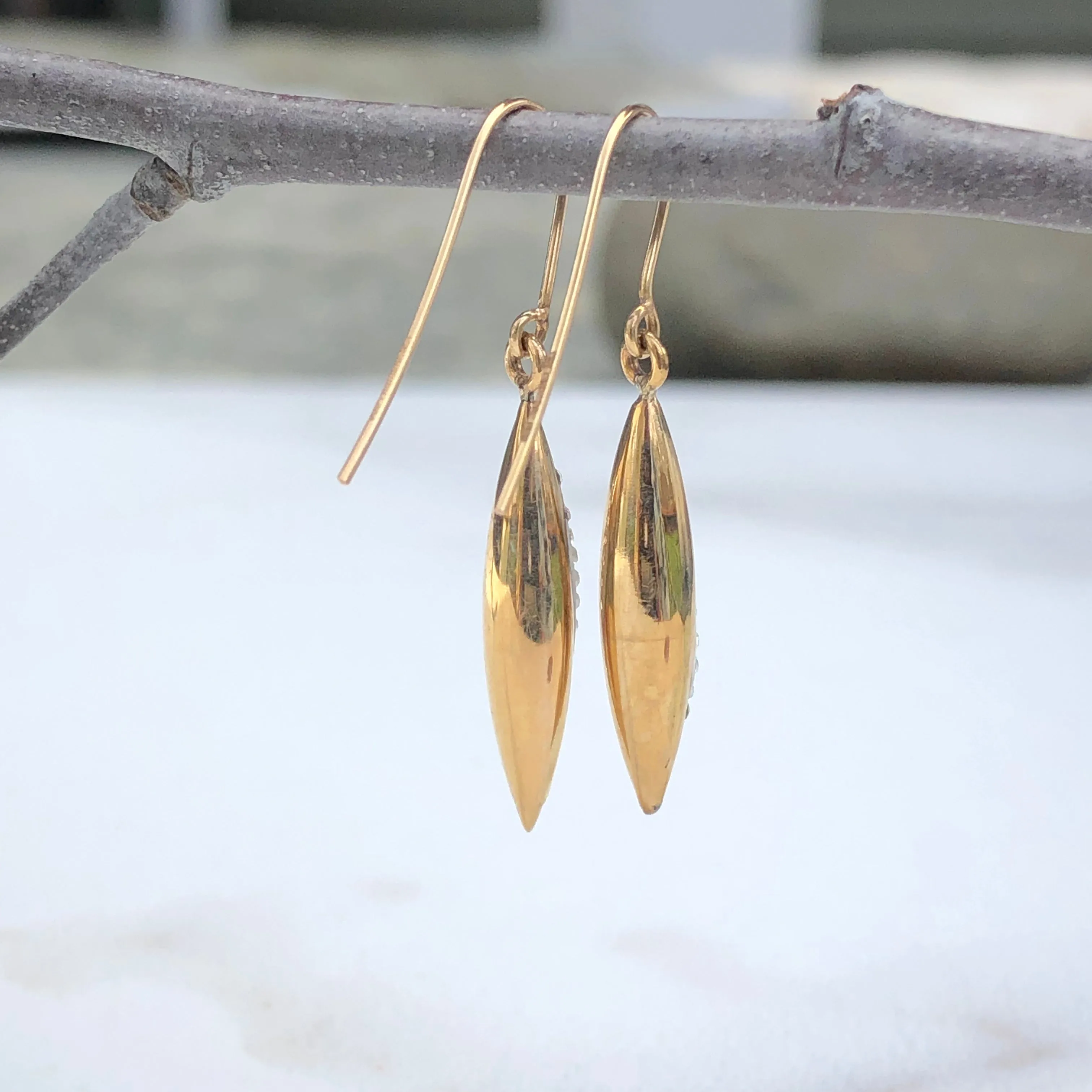 14KT Yellow Gold   White Gold Swarovski Crystal Teardrop Earrings