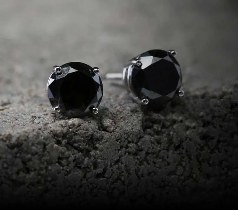 1.5 Carat AAA Jet Black Moissanite Diamond Studs