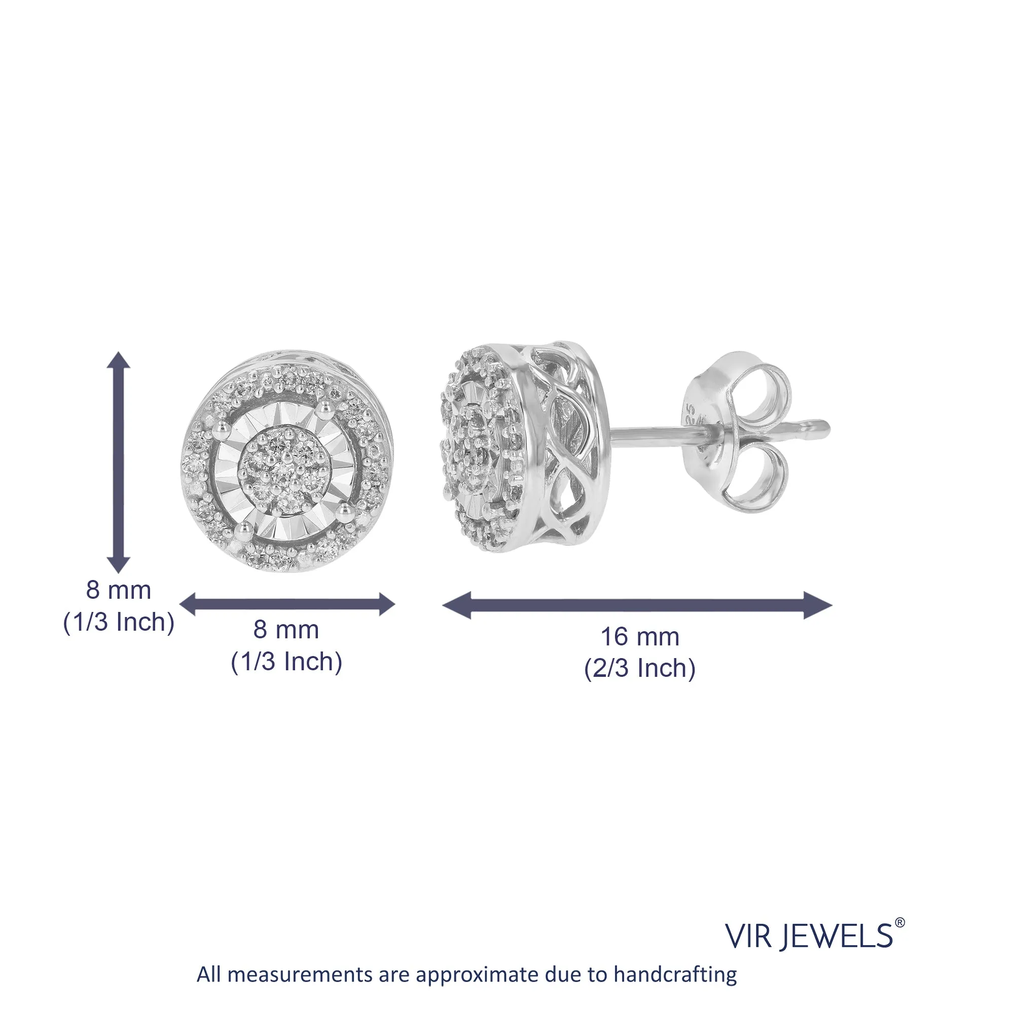1/5 cttw Lab Grown Diamond Stud Earrings in .925 Sterling Silver