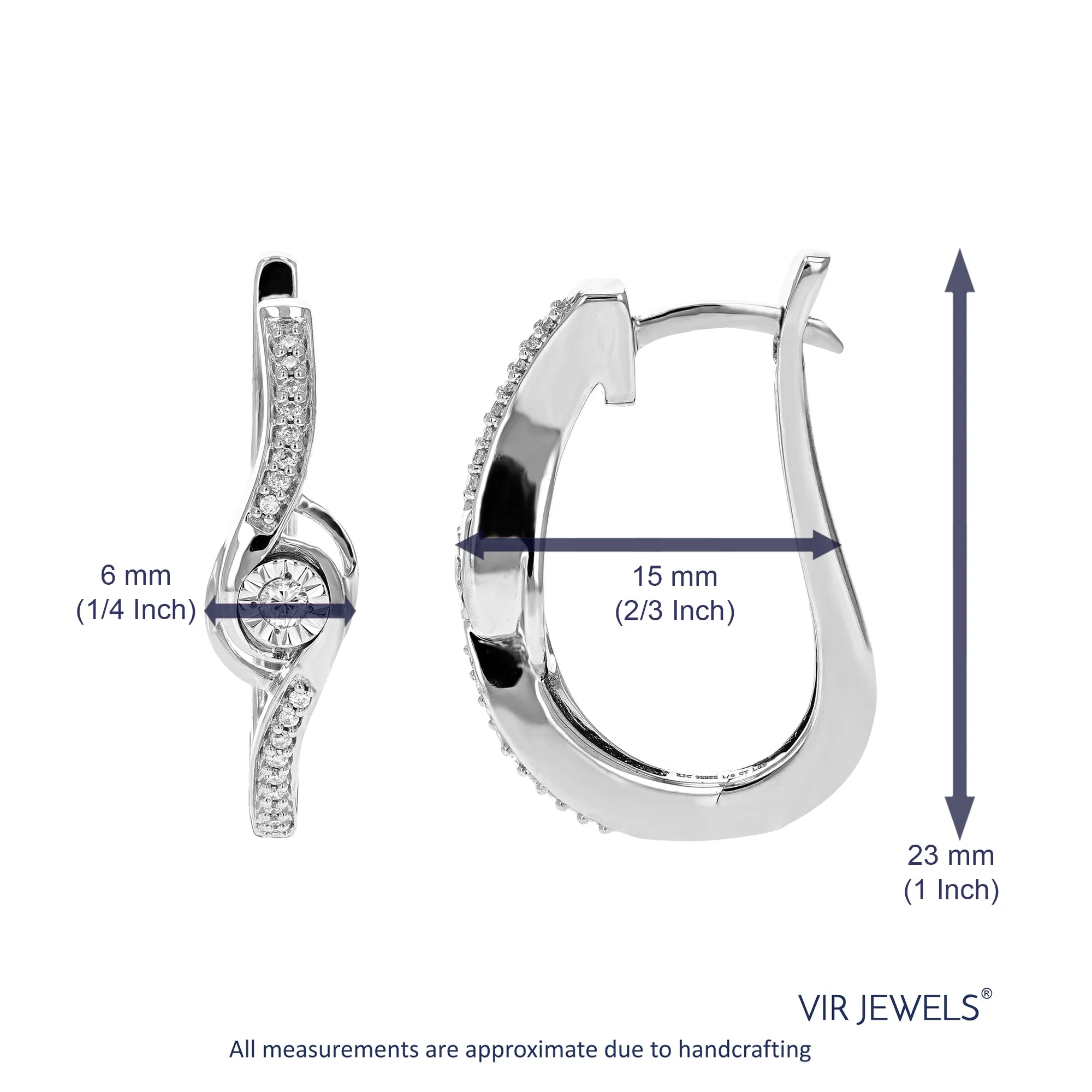 1/6 cttw Lab Grown Diamond Hoop Earrings in Sterling Silver