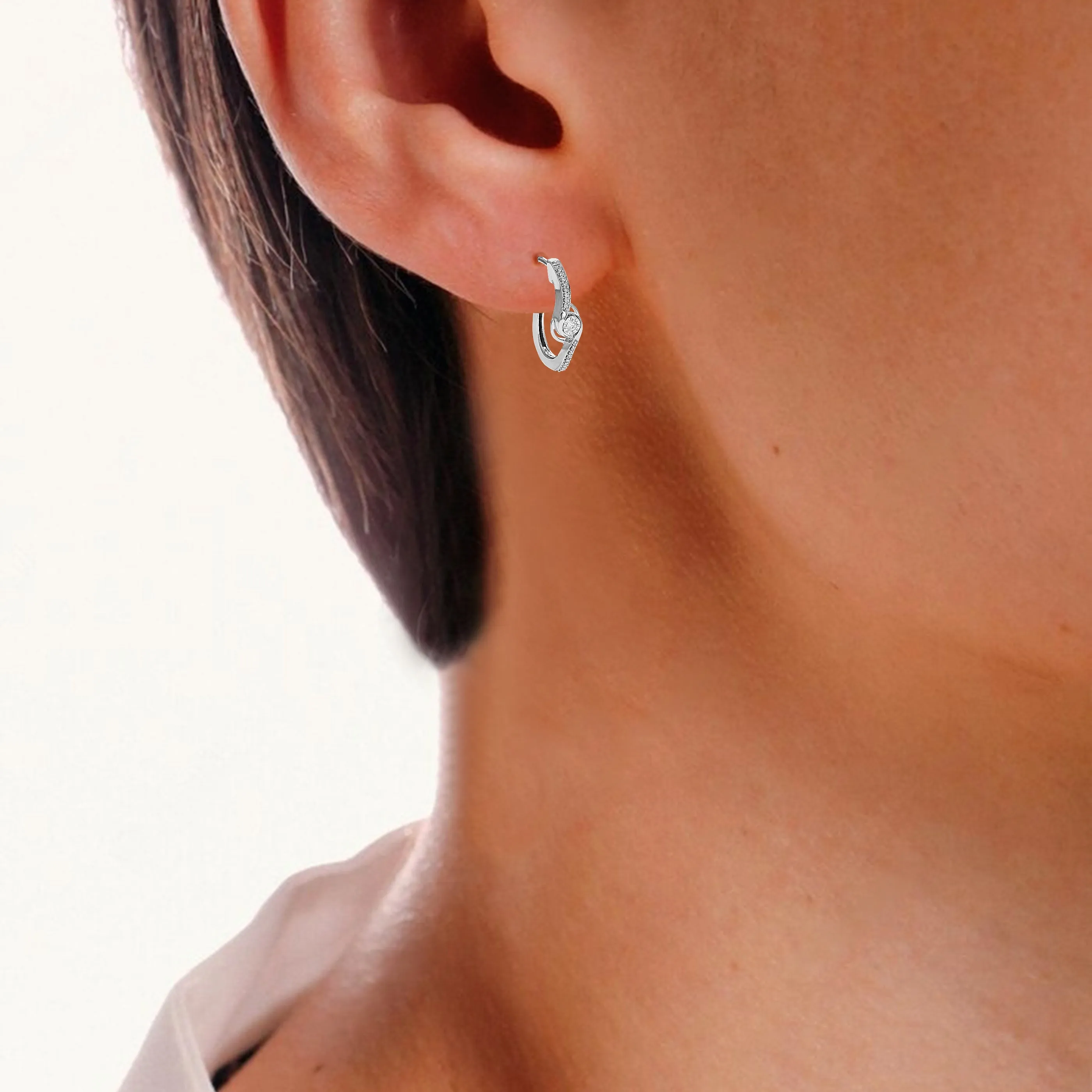 1/6 cttw Lab Grown Diamond Hoop Earrings in Sterling Silver