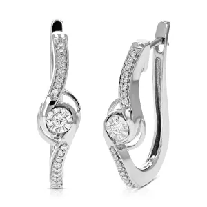 1/6 cttw Lab Grown Diamond Hoop Earrings in Sterling Silver
