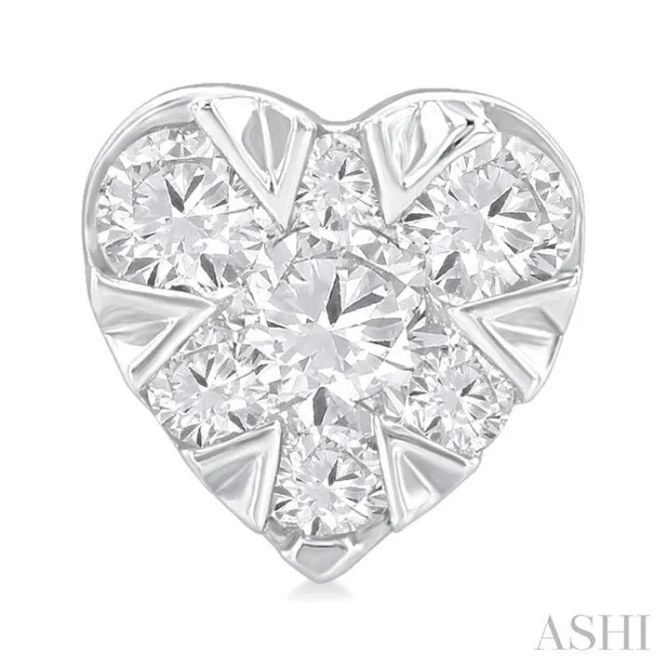 1/6 ctw Lovebright Petite Heart Shape Round Cut Diamond Fashion Stud Earring in 10K White Gold