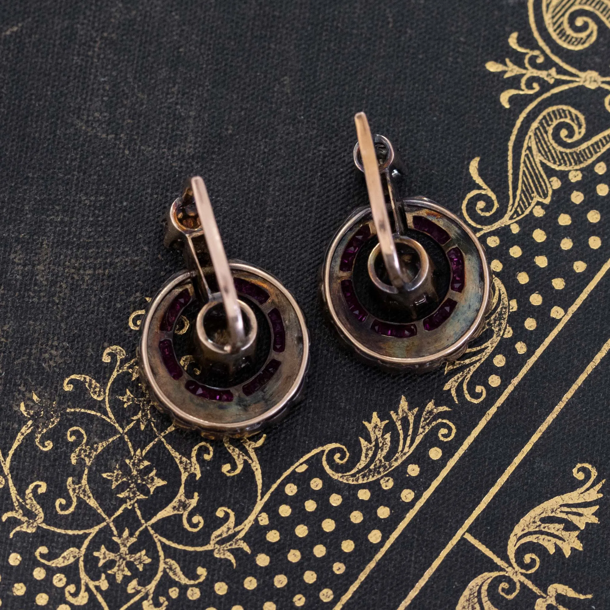 1.60ctw Victorian Ruby & Diamond Earrings