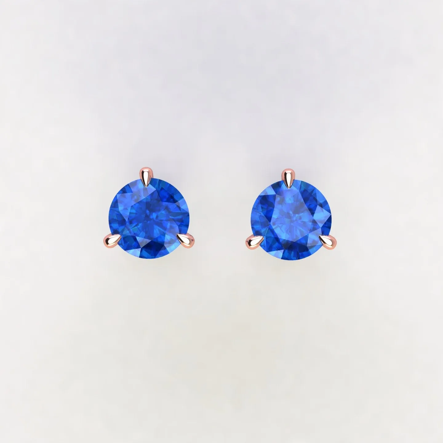 1.80 Carat Blue Sapphires Martini Ear Studs 18K Rose Gold