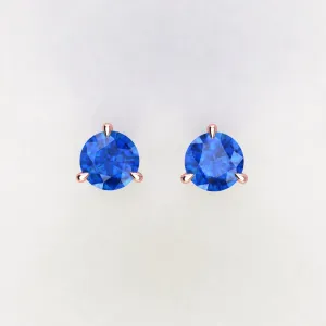 1.80 Carat Blue Sapphires Martini Ear Studs 18K Rose Gold