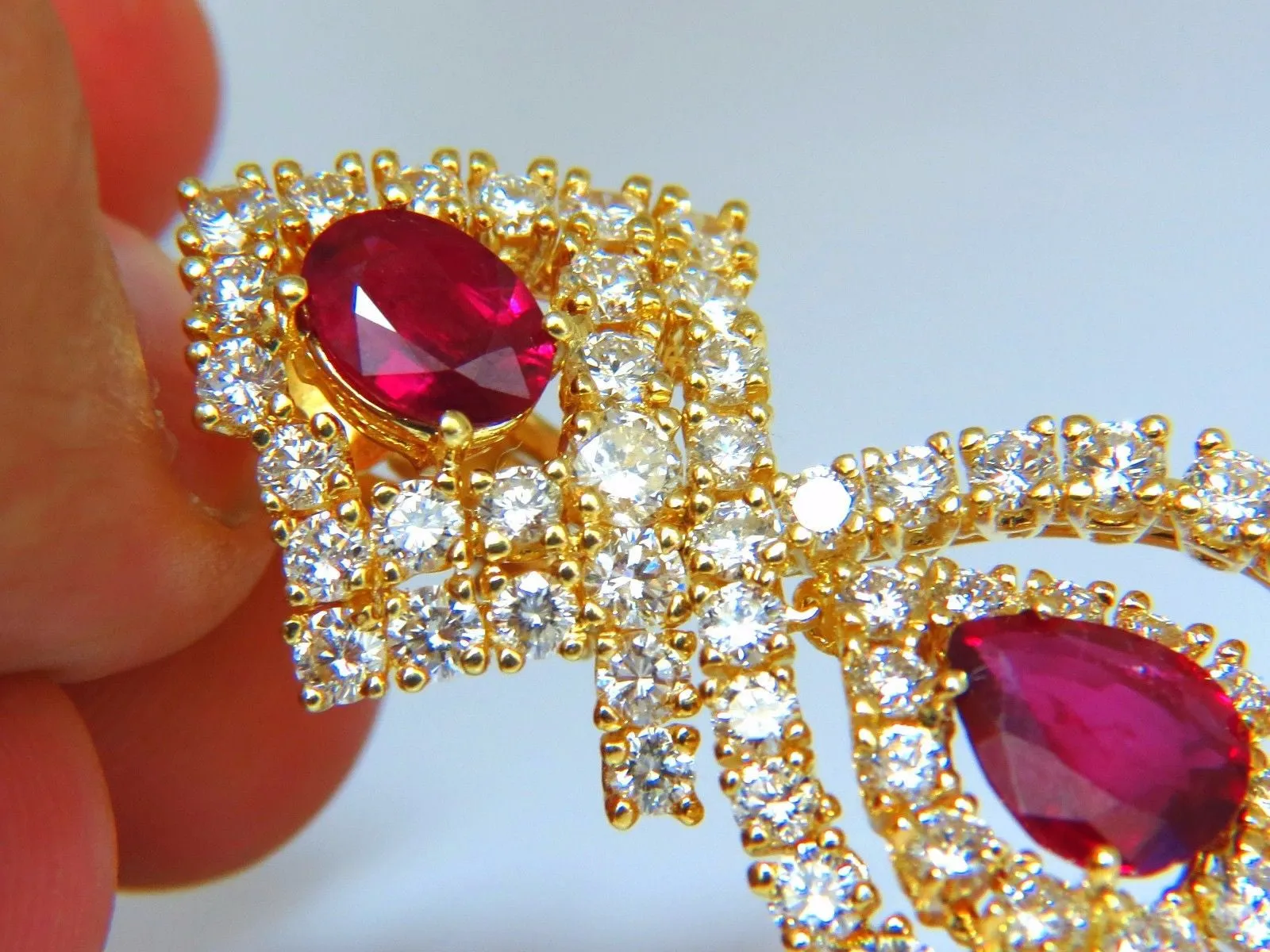 18.96ct GIA Certified natural red ruby diamond dangle earrings 18kt