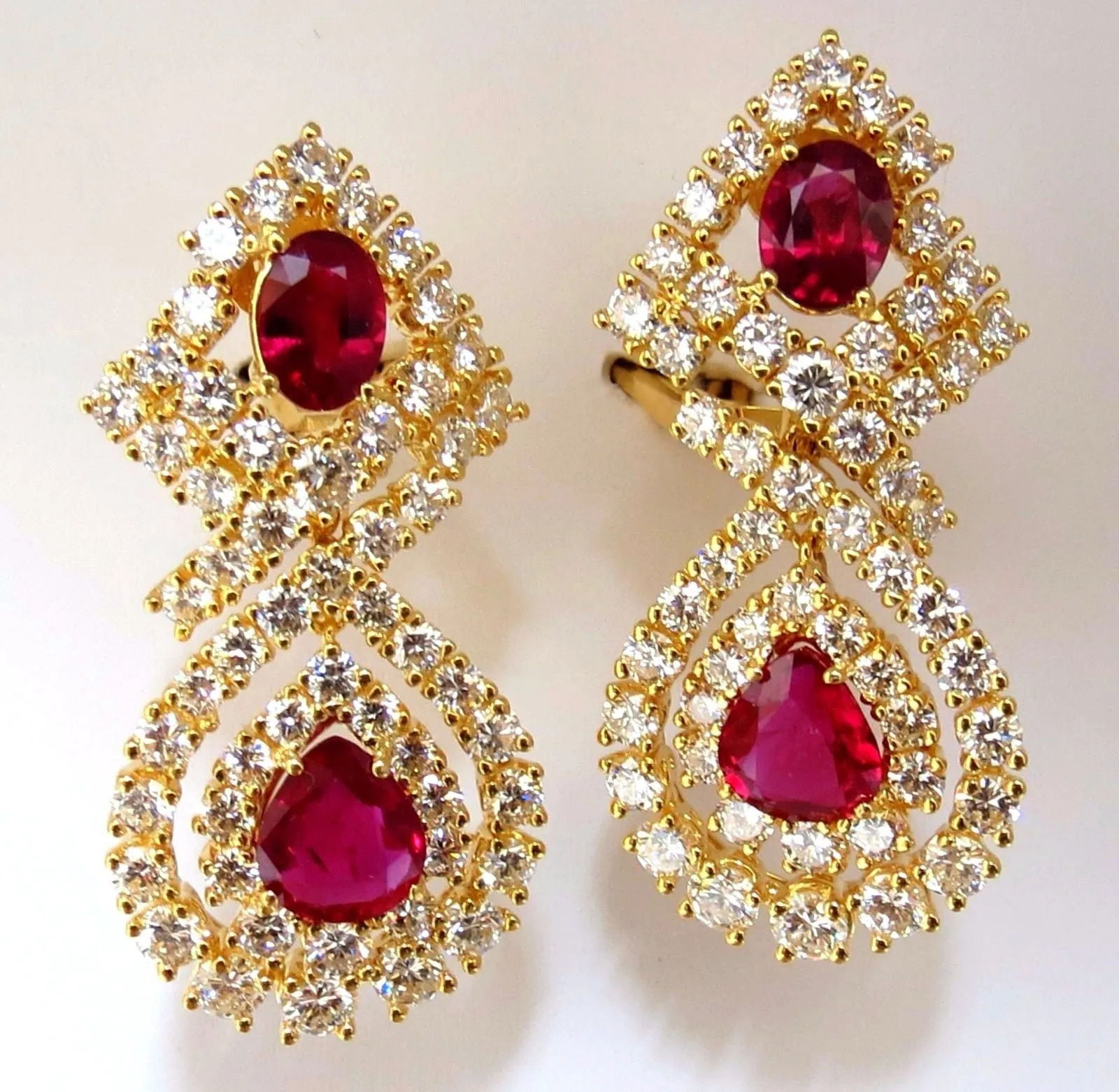18.96ct GIA Certified natural red ruby diamond dangle earrings 18kt