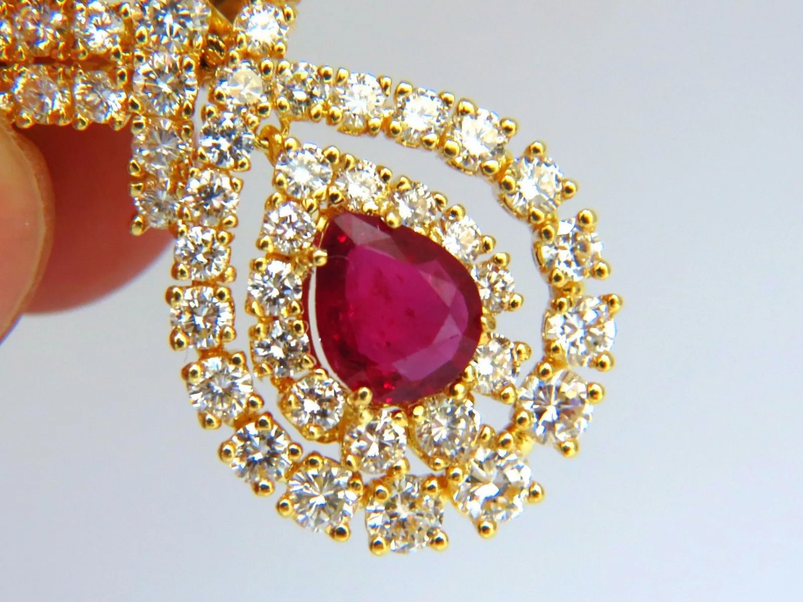 18.96ct GIA Certified natural red ruby diamond dangle earrings 18kt