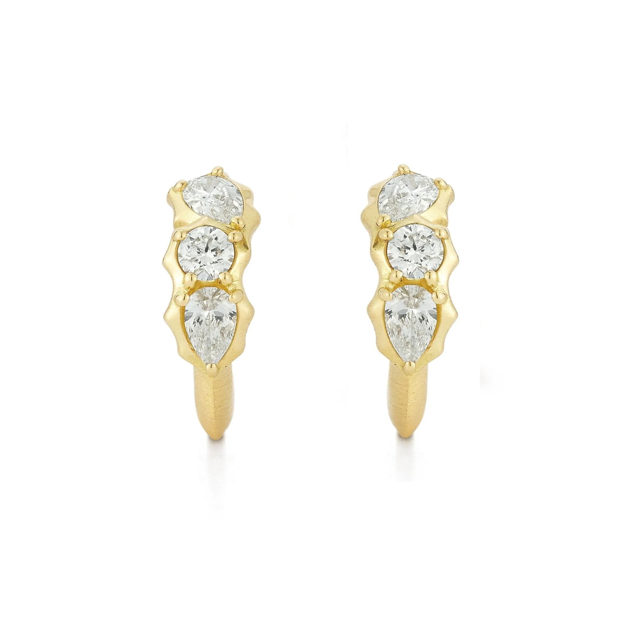 18k Gold "Posey" Diamond Huggie Hoop Earrings