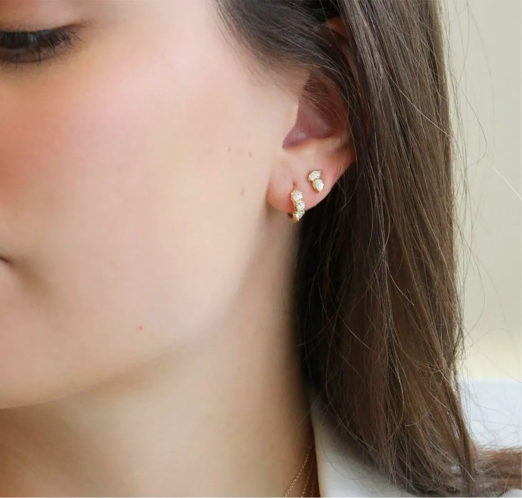 18k Gold "Posey" Diamond Huggie Hoop Earrings