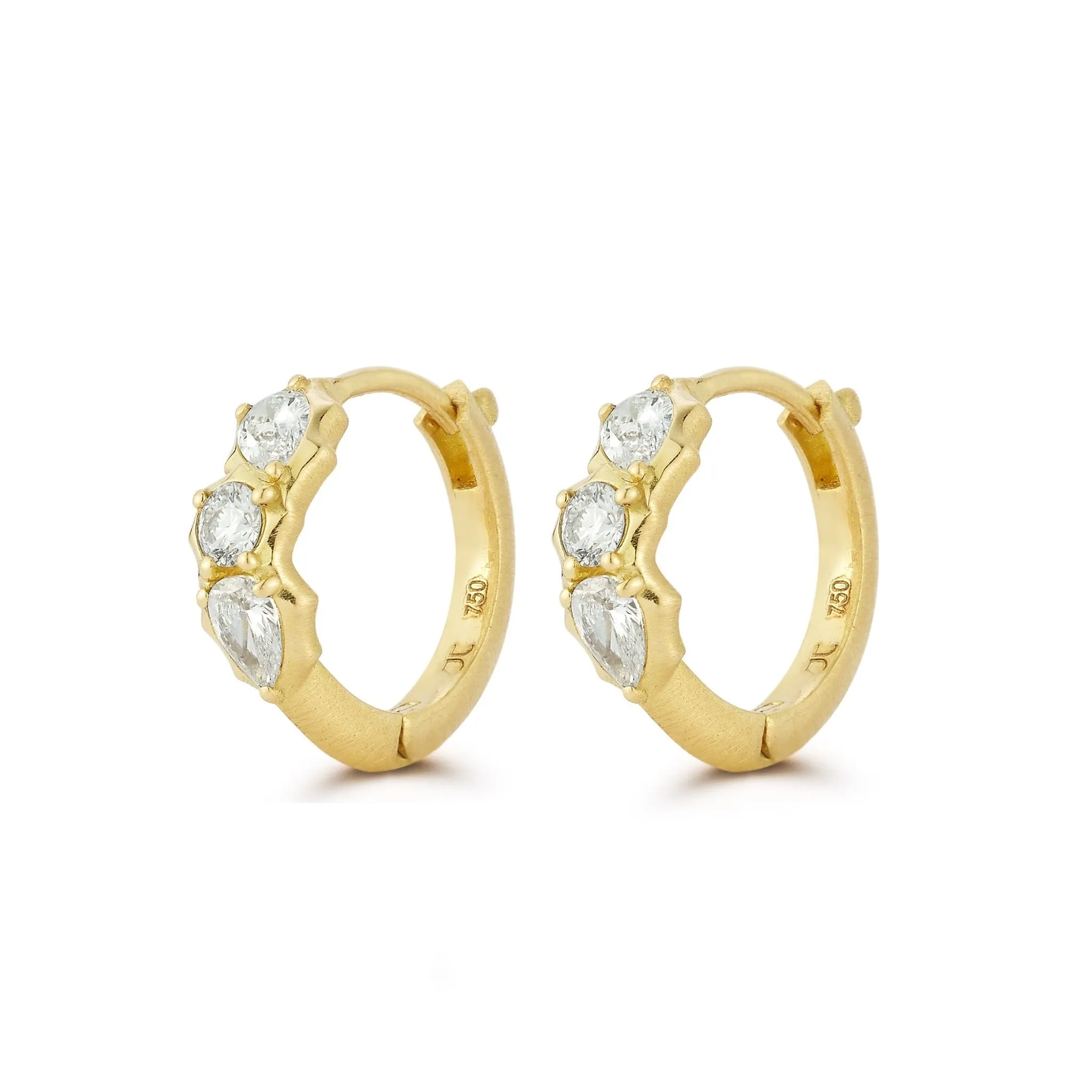 18k Gold "Posey" Diamond Huggie Hoop Earrings