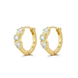 18k Gold "Posey" Diamond Huggie Hoop Earrings