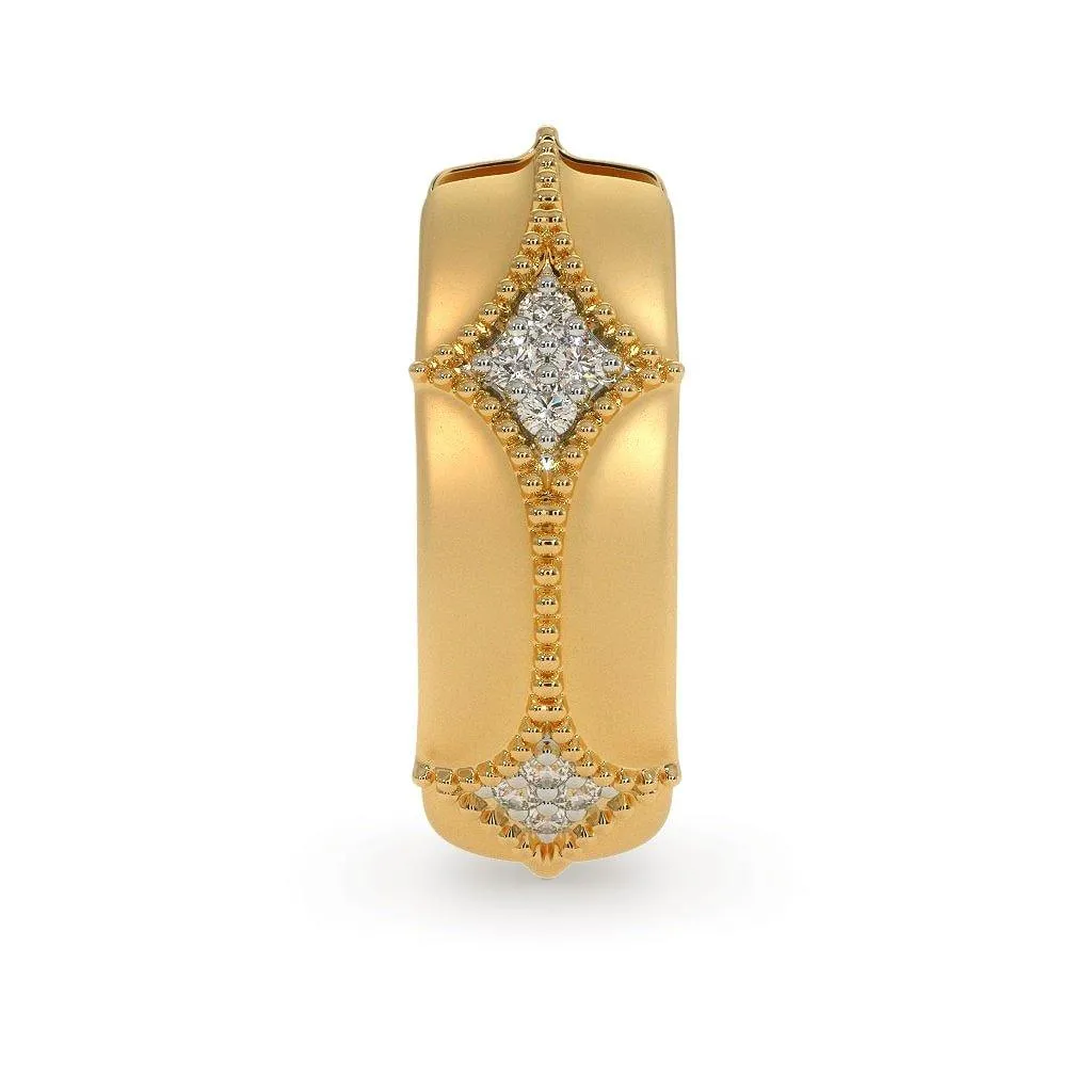 18k Solid Yellow Gold Handmade Diamond Hoop Earrings, Hoop Earrings, Gold Earrings, Diamond Earrings