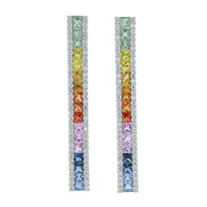 18K WG 2.50 CTW Multi Sapphire Drop Earrings