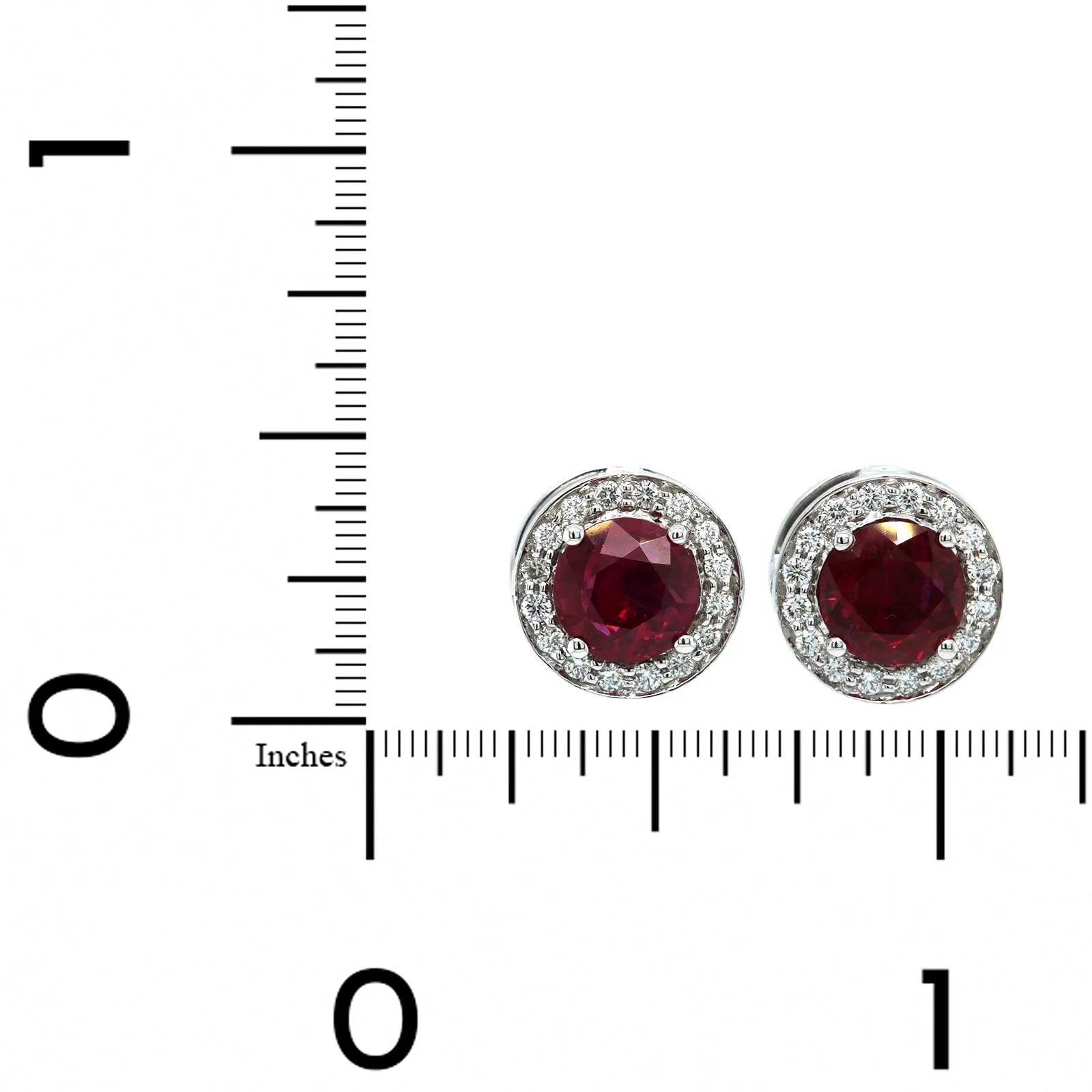 18K White Gold Ruby Diamond Halo Stud Earrings