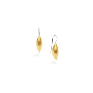 18K Yellow Gold Cocoon Pendant Earrings~20mm
