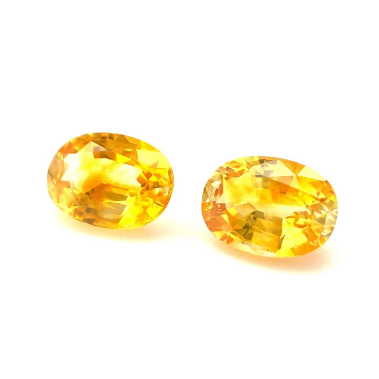 1.92 Carat Total Oval Yellow Sapphire Pair for Earrings, Loose Gemstones