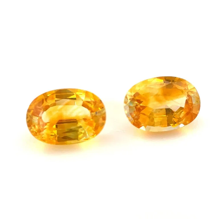 1.92 Carat Total Oval Yellow Sapphire Pair for Earrings, Loose Gemstones