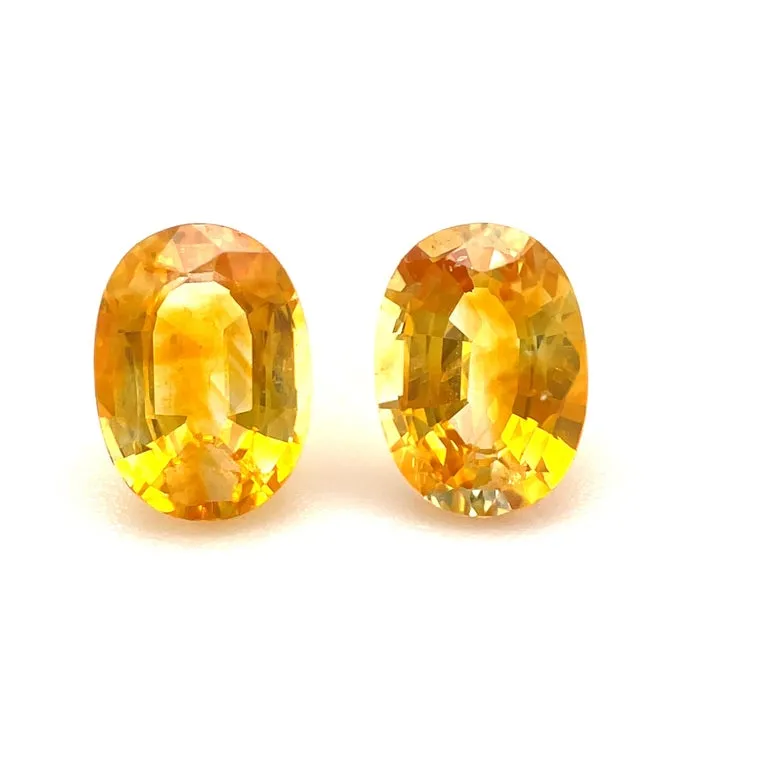 1.92 Carat Total Oval Yellow Sapphire Pair for Earrings, Loose Gemstones