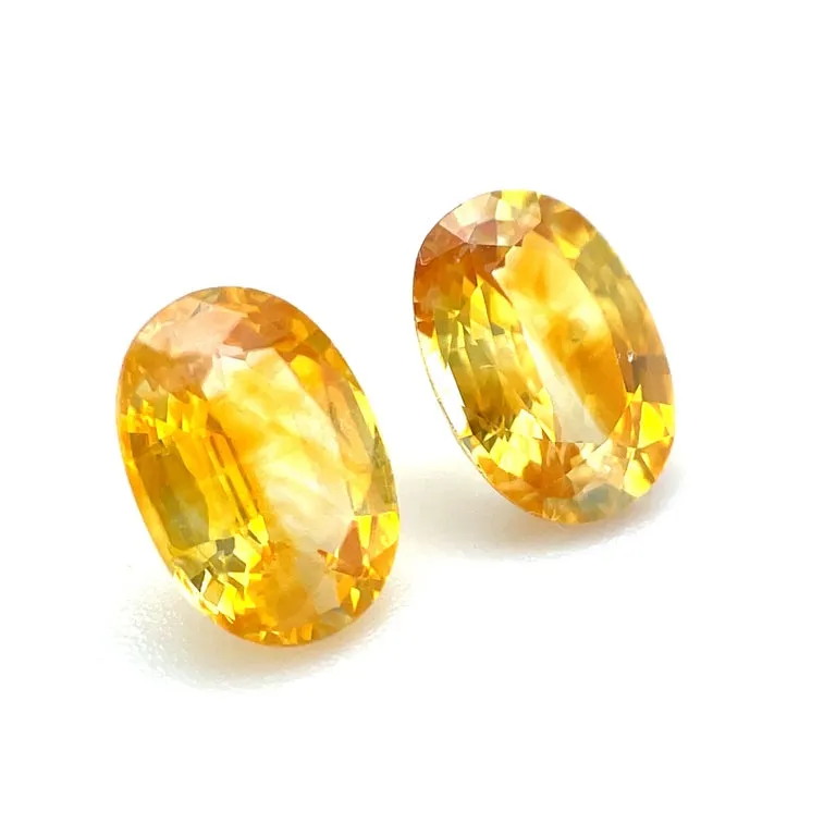 1.92 Carat Total Oval Yellow Sapphire Pair for Earrings, Loose Gemstones