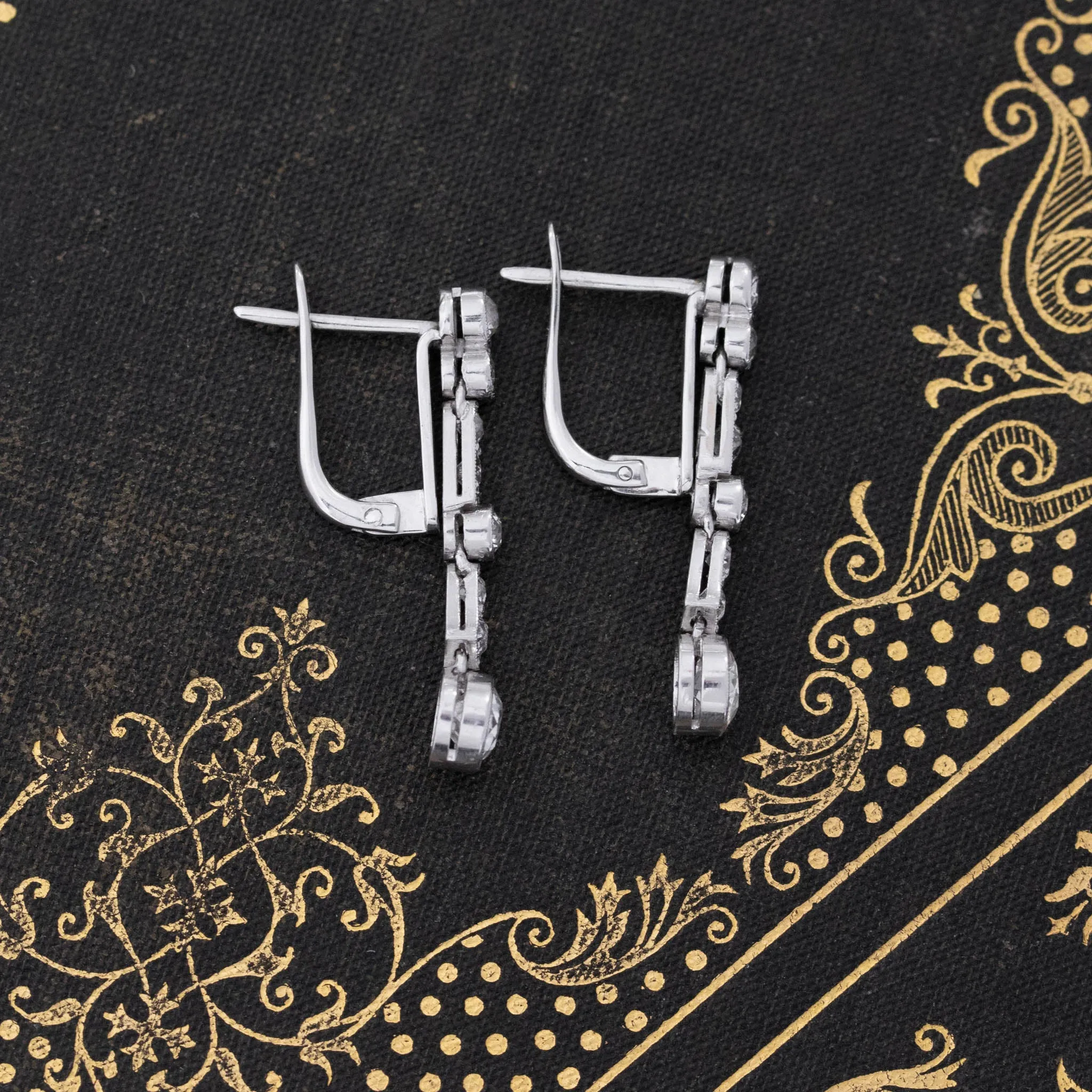 1.93ctw Vintage Old European Cut Diamond Drop Earrings