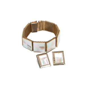1960's Mother of Pearl Earrings and Bracelet Set