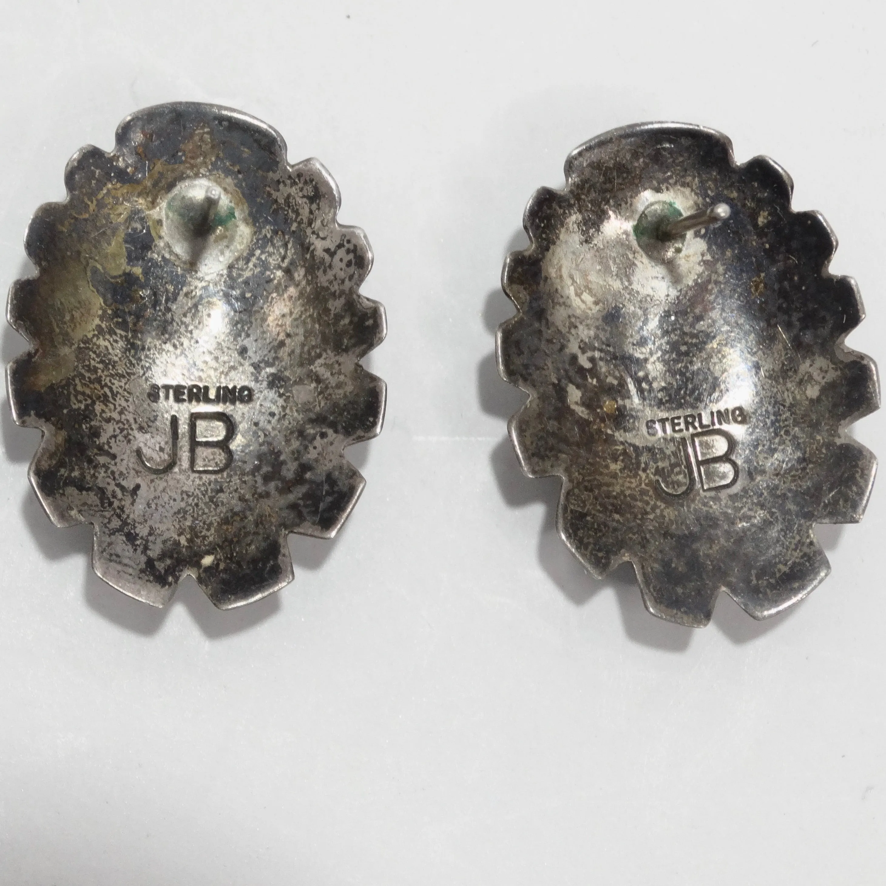 1960s Native American Silver Malachite Earrings