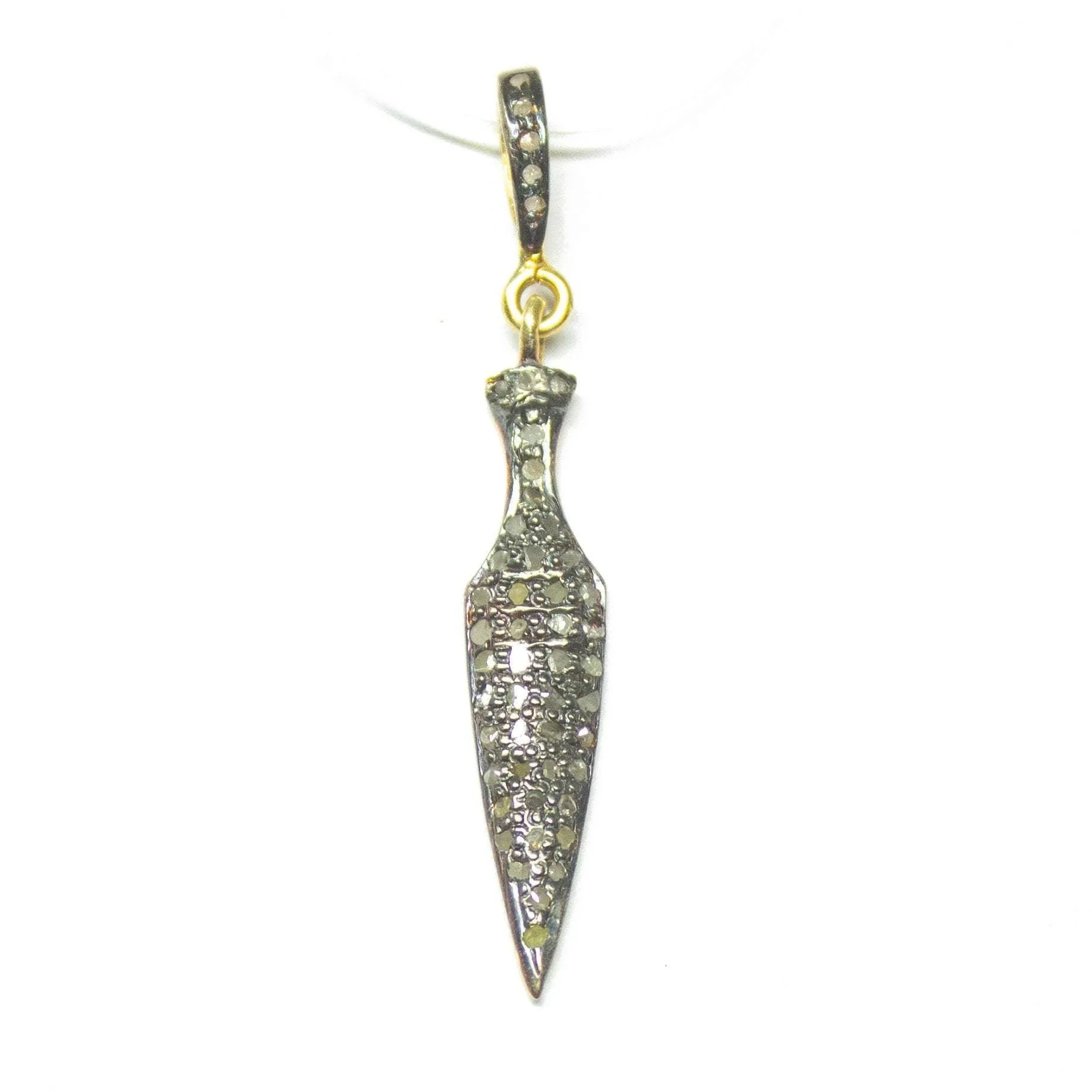 1pc Arrowhead Pave Diamond 925 Sterling Silver Gold Vermeil Charm Pendant 40mm x 6mm