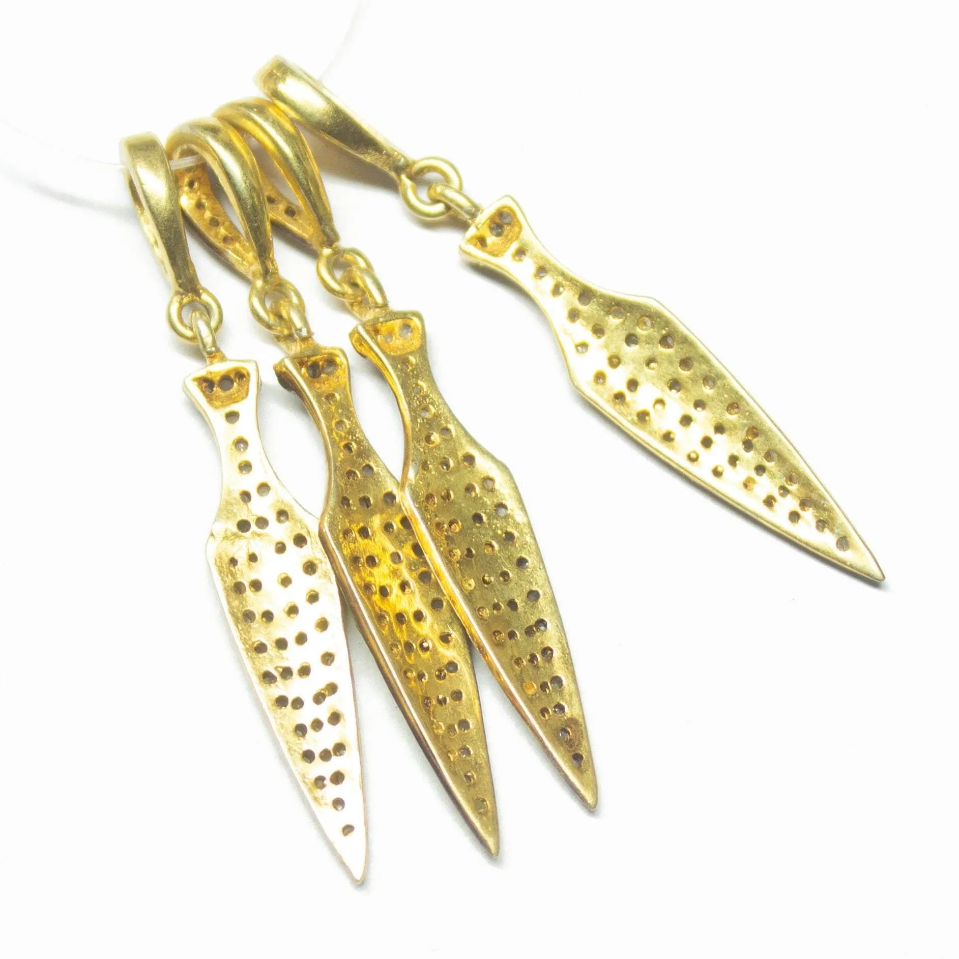 1pc Arrowhead Pave Diamond 925 Sterling Silver Gold Vermeil Charm Pendant 40mm x 6mm