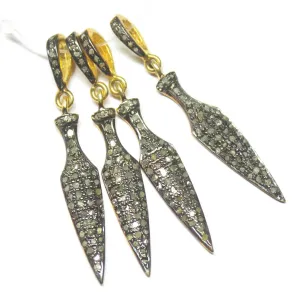 1pc Arrowhead Pave Diamond 925 Sterling Silver Gold Vermeil Charm Pendant 40mm x 6mm