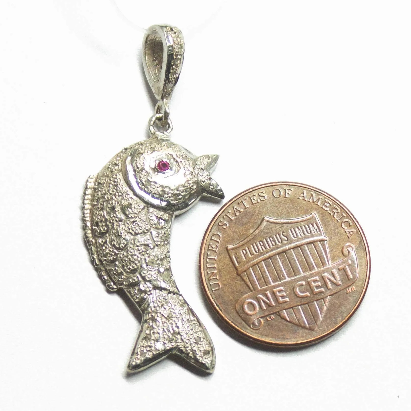 1pc Pave Diamond Fish Charm 925 Sterling Silver Gold Vermeil Charm Pendant 35mmx15mm