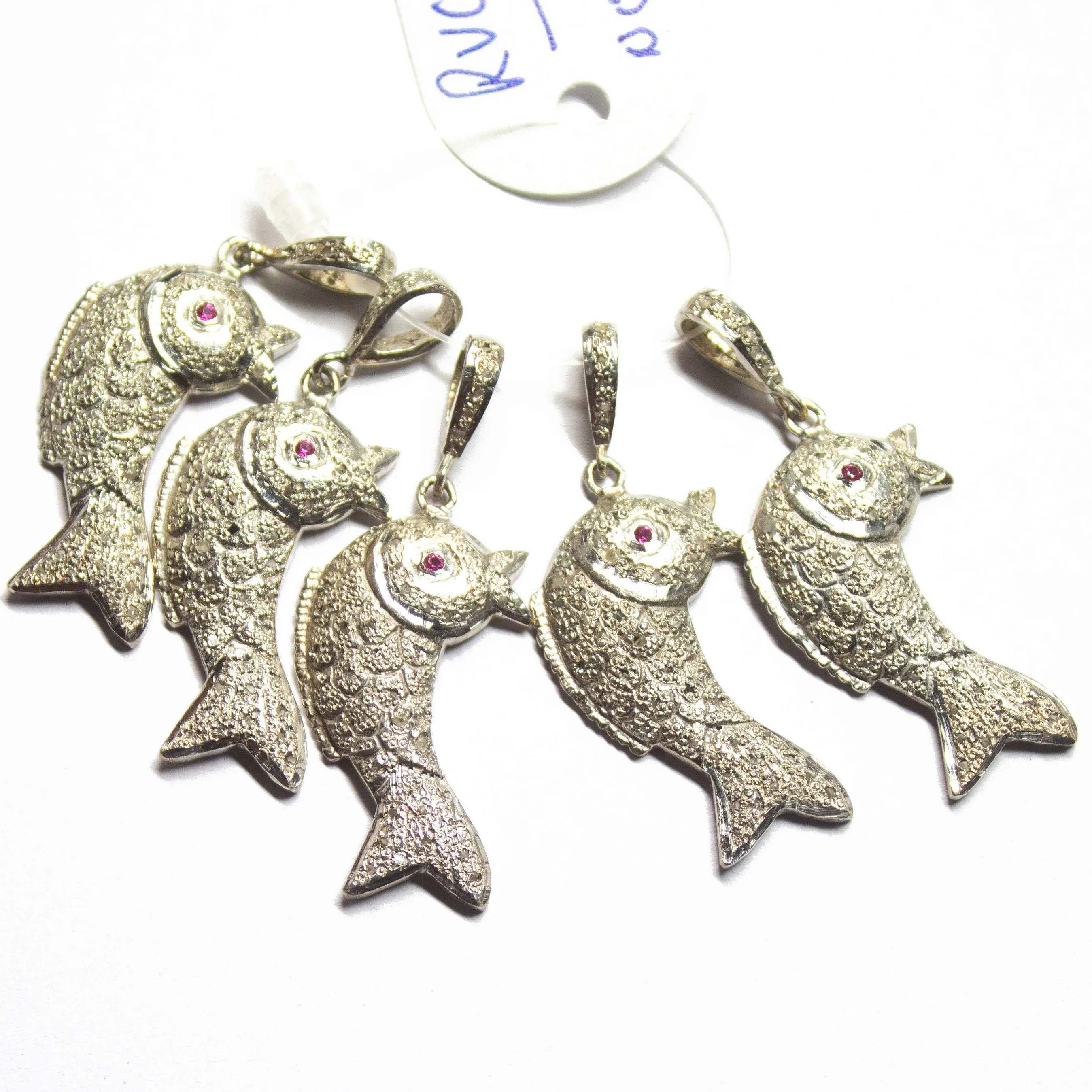 1pc Pave Diamond Fish Charm 925 Sterling Silver Gold Vermeil Charm Pendant 35mmx15mm
