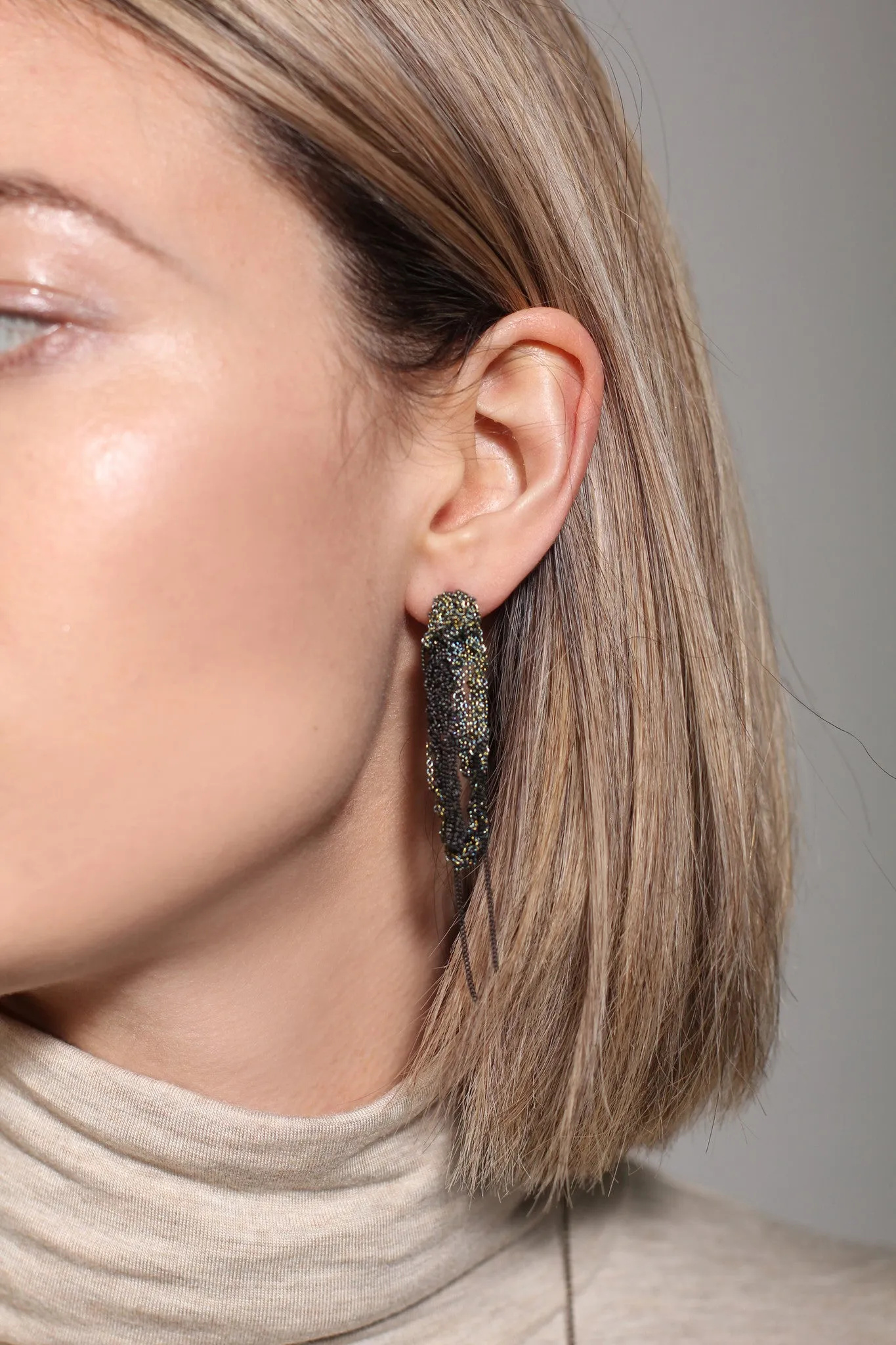 2-Tone Drip Earrings in Iris   Chocolate