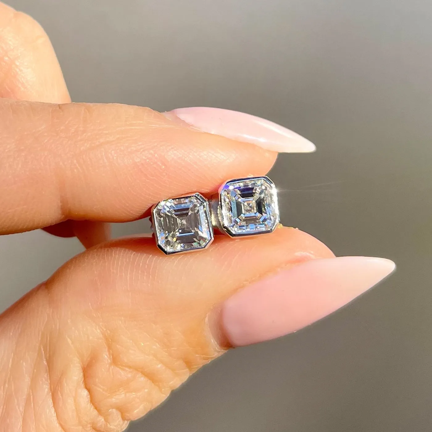 2.05 Ctw. Asscher Cut Diamond Stud Earrings From Bespoke By Platt