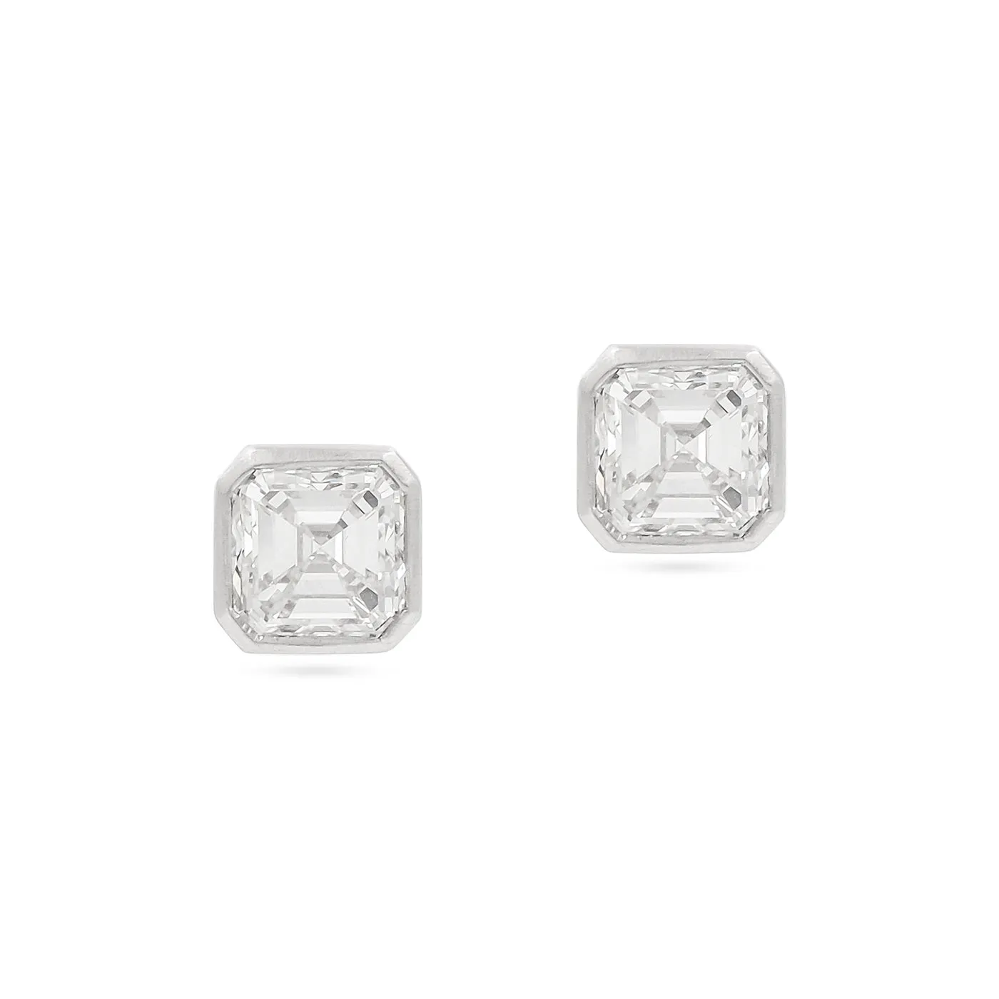 2.05 Ctw. Asscher Cut Diamond Stud Earrings From Bespoke By Platt
