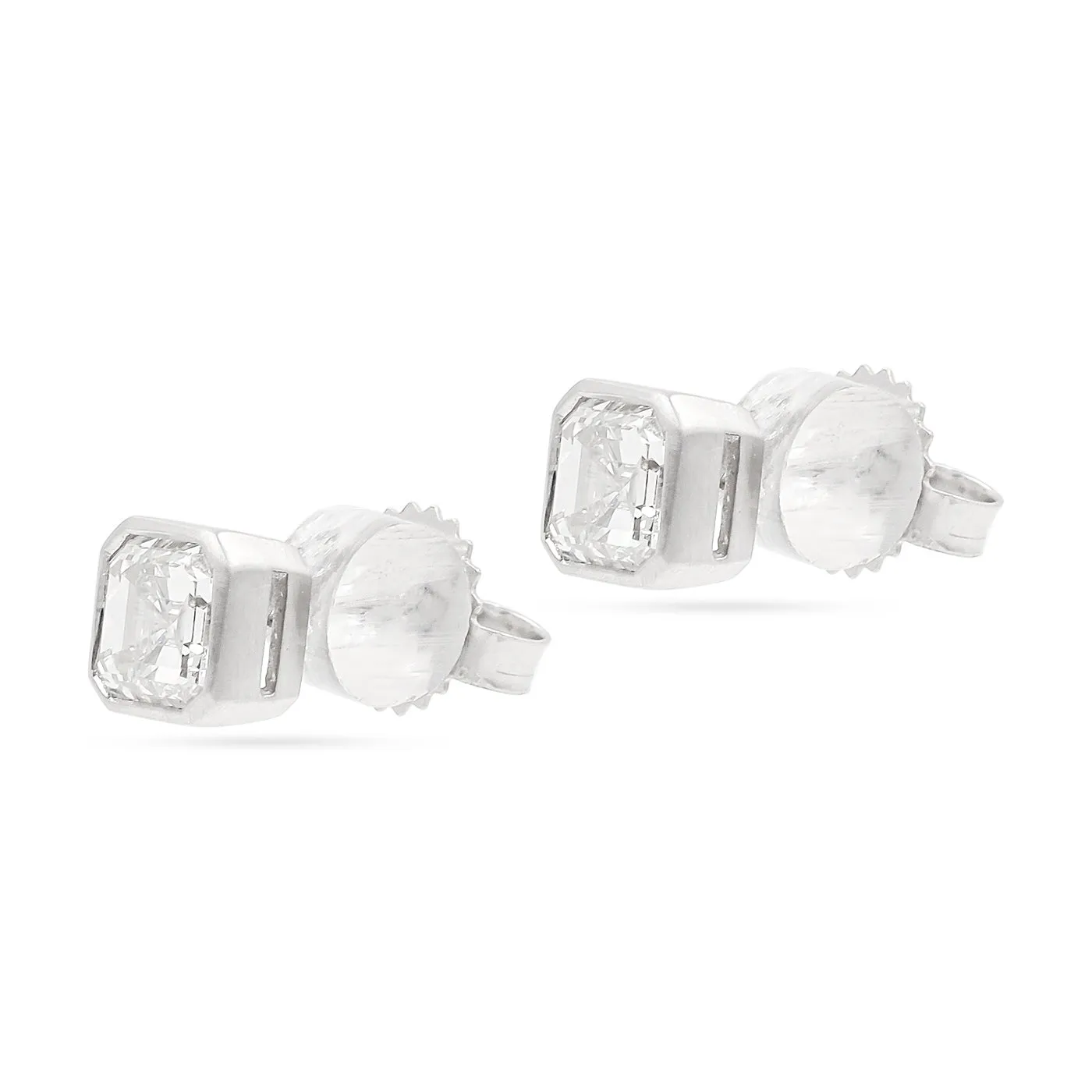 2.05 Ctw. Asscher Cut Diamond Stud Earrings From Bespoke By Platt
