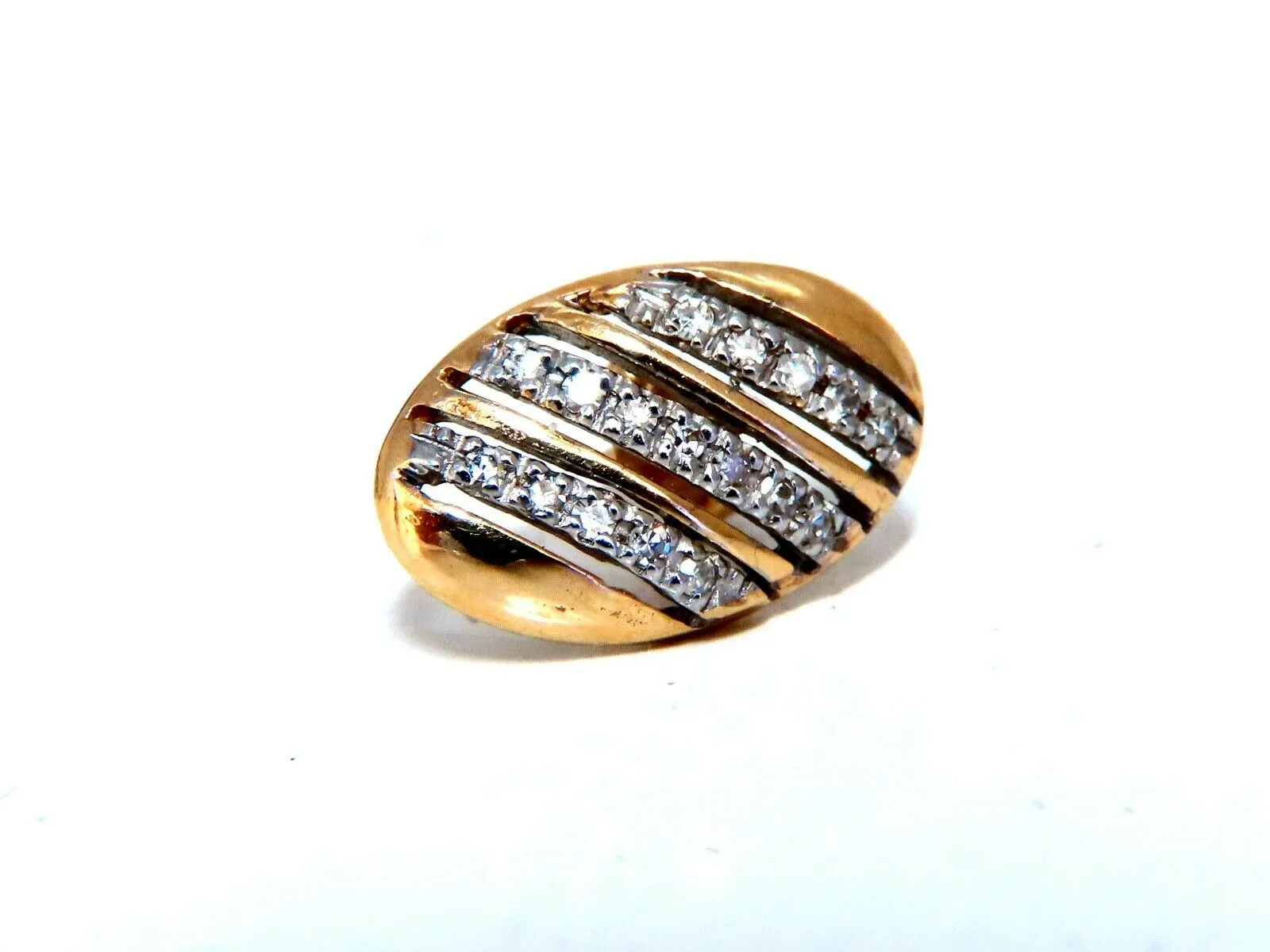 .20ct natural round diamonds oval striped earrings 14kt