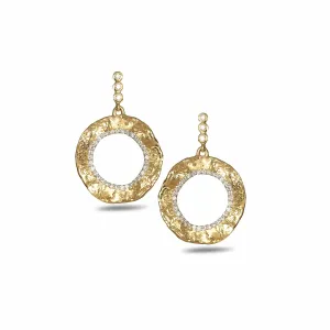 20K Open Serenity Large Flower Diamond Drop Earrings