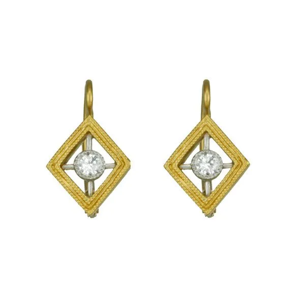 22K Gold and Diamond "Frame" Earrings