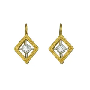 22K Gold and Diamond "Frame" Earrings