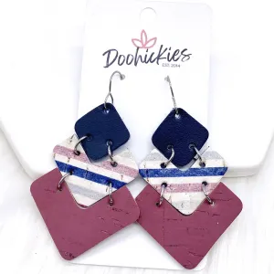 2.5" Navy/Boho Stripes/Mauve Lola -Fall Earrings