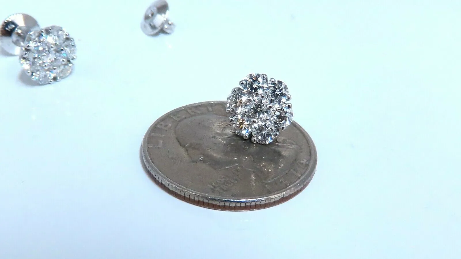 2ct Natural Diamonds Cluster Earrings 14kt