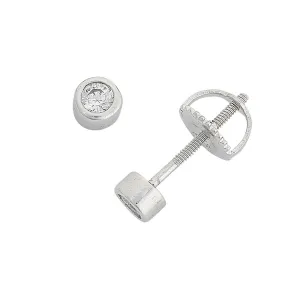 2mm Children's Sterling Silver Mini Cubic Zirconia Bezel Earrings