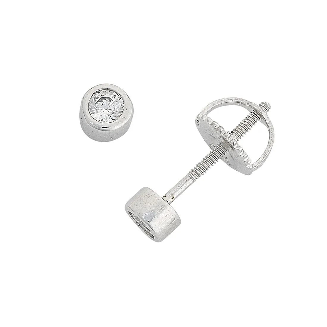 2mm Children's Sterling Silver Mini Cubic Zirconia Bezel Earrings