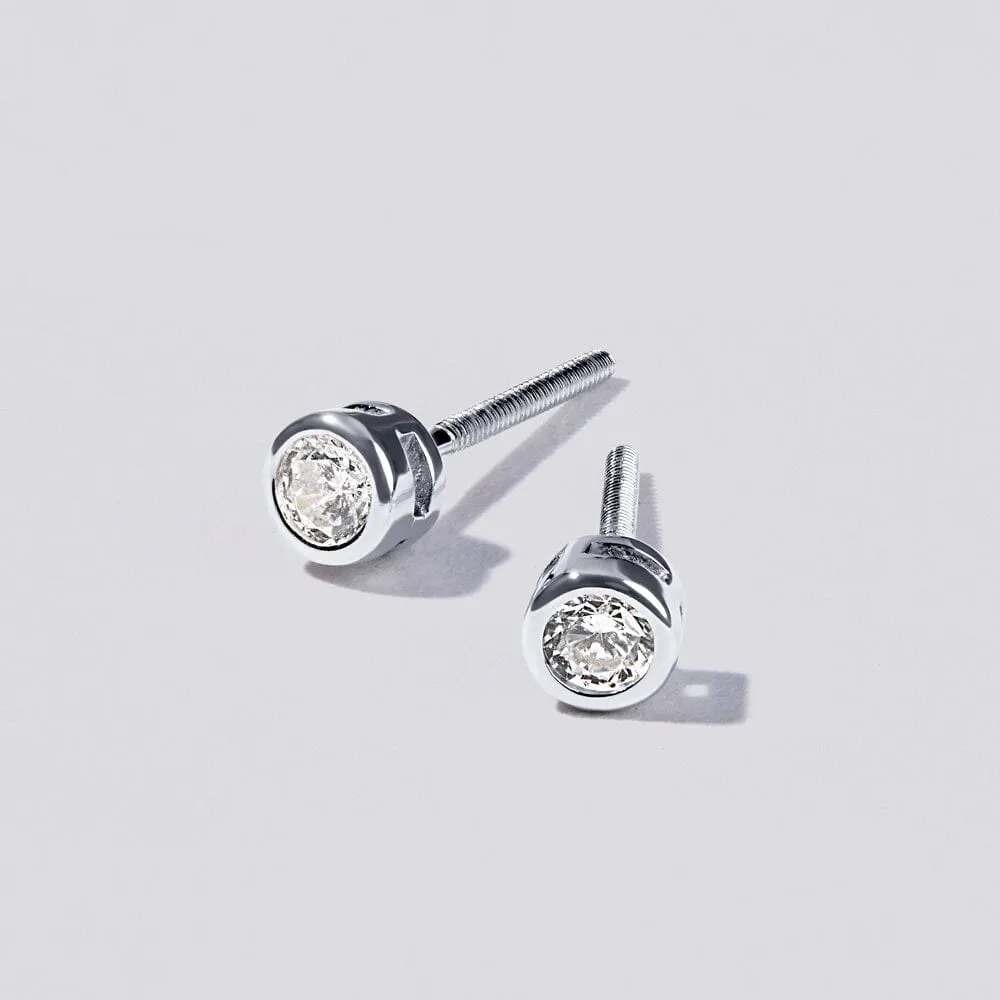 2mm Children's Sterling Silver Mini Cubic Zirconia Bezel Earrings