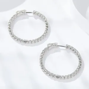 2mm Round Cut Full Diamond Hoop Earrings