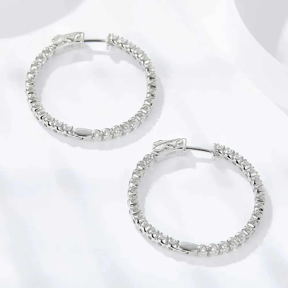 2mm Round Cut Full Diamond Hoop Earrings